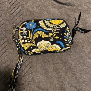 Vera Bradley Black and Blue Floral and elephant Wristlet